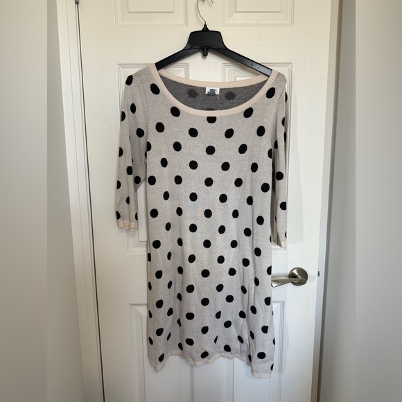 Old Navy Bold Polka Dot Grey Sweater 3/4 sleeve Dress- 100% cotton- XL - Picture 2 of 7